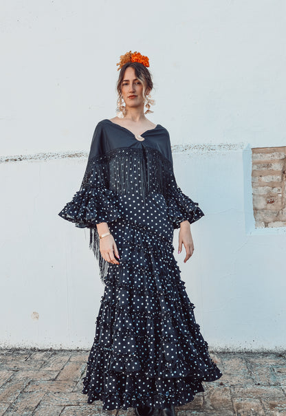 TRAJE FLAMENCA LUNARES NEGRO
