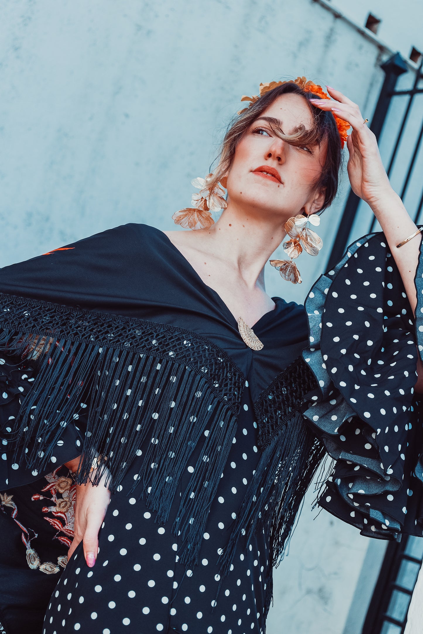 TRAJE FLAMENCA LUNARES NEGRO
