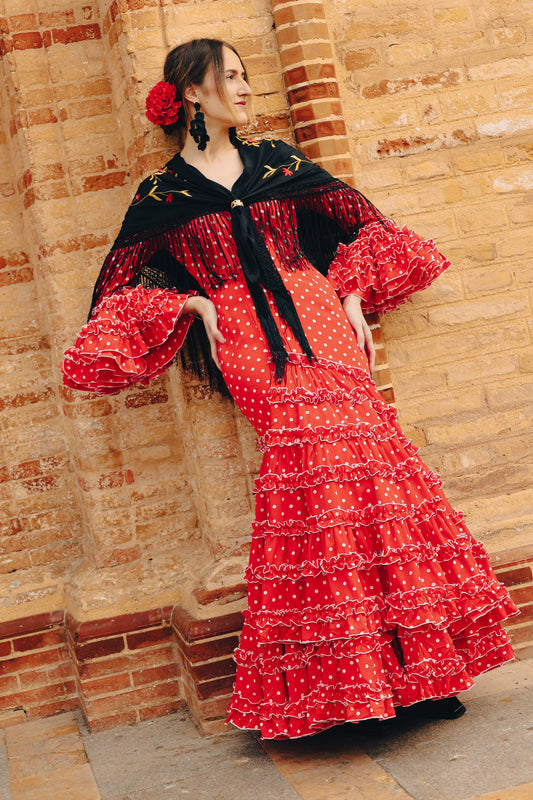 TRAJE FLAMENCA  LUNARES ROJO