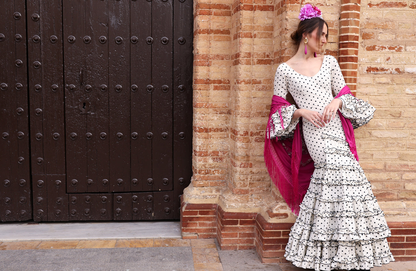 TRAJE FLAMENCA LUNARES BLANCO