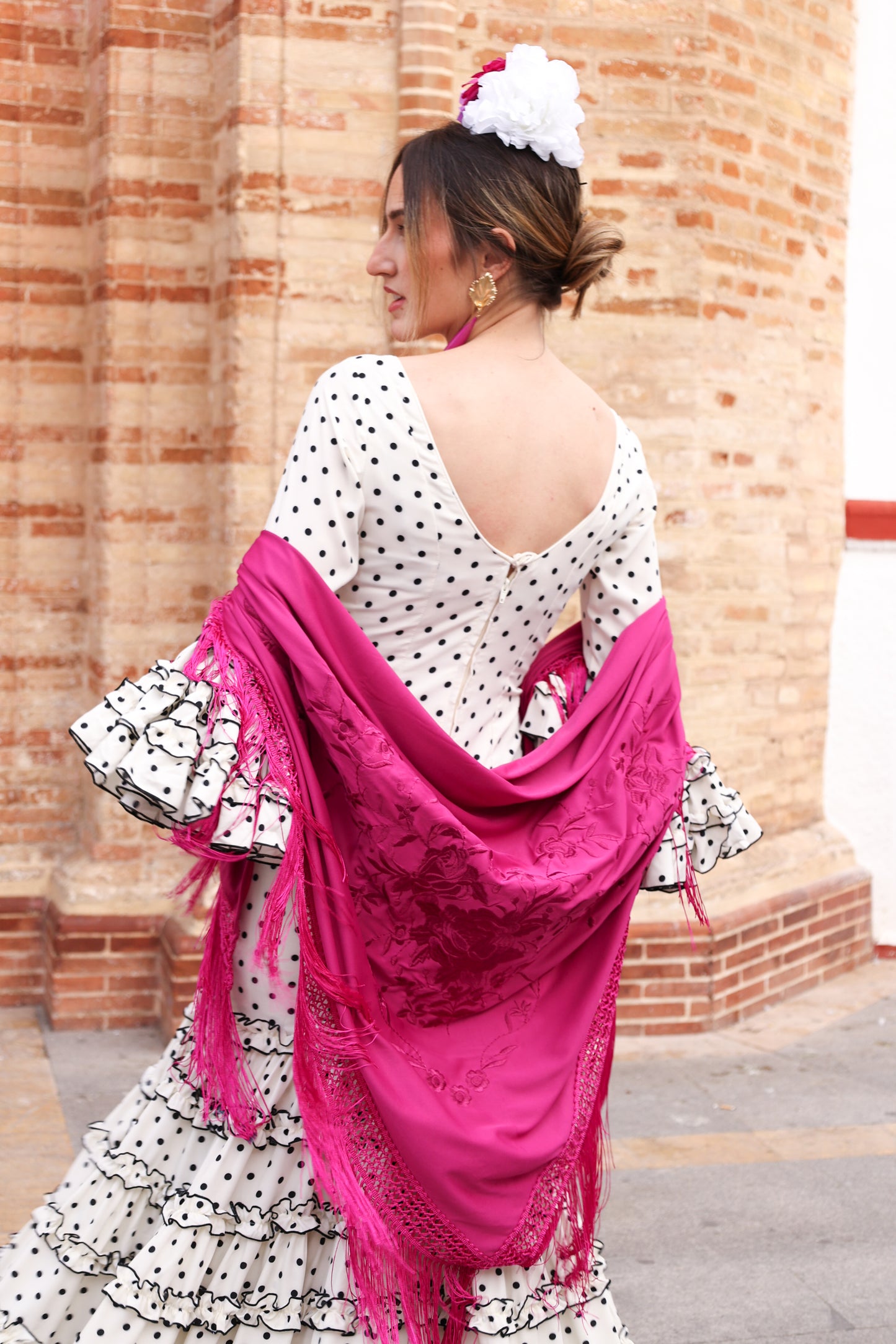 TRAJE FLAMENCA LUNARES BLANCO