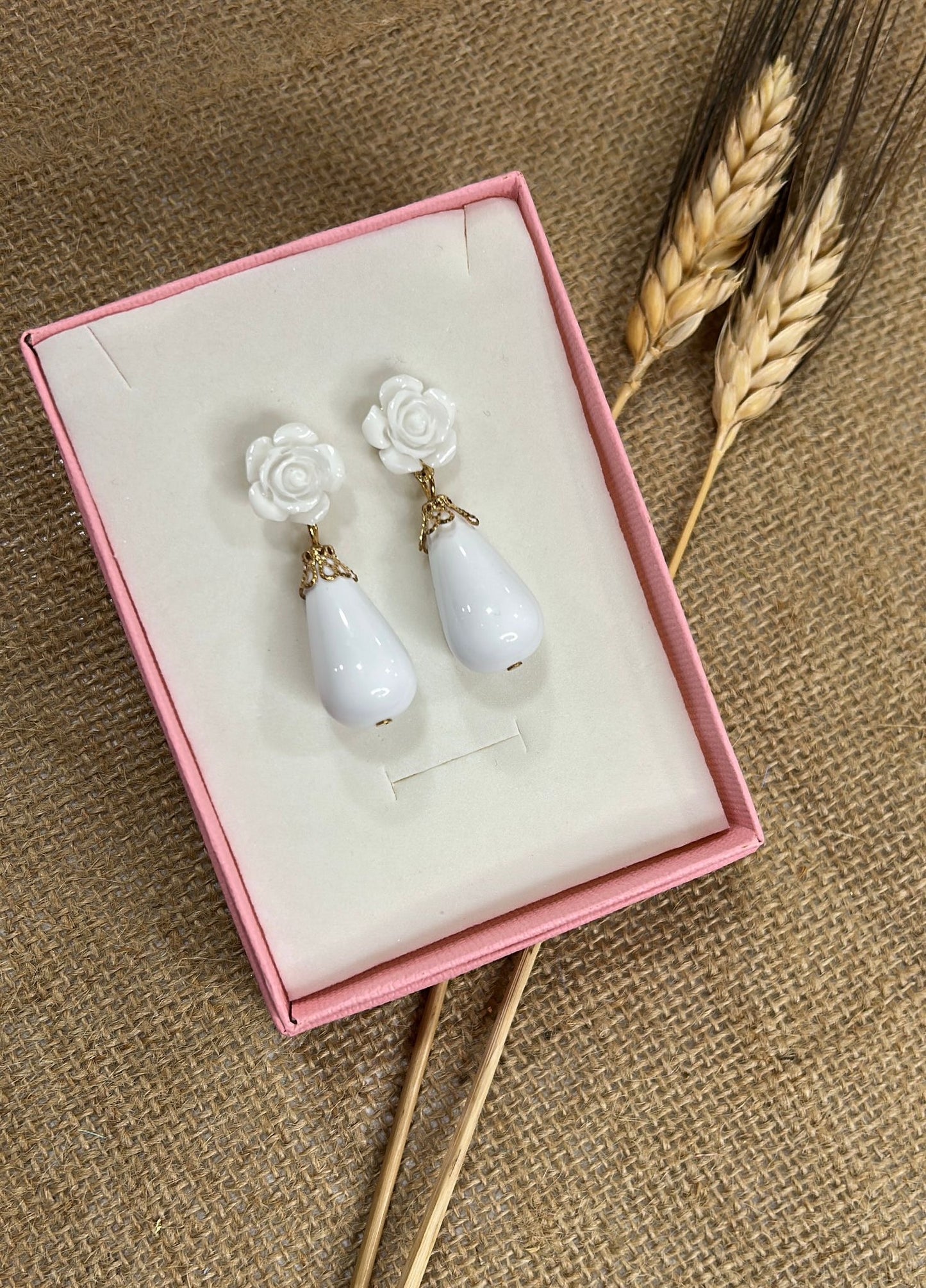 Pendientes flamenca coral flor