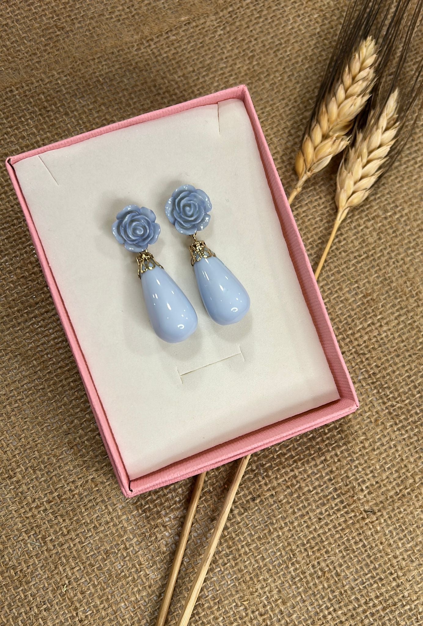 Pendientes flamenca coral flor