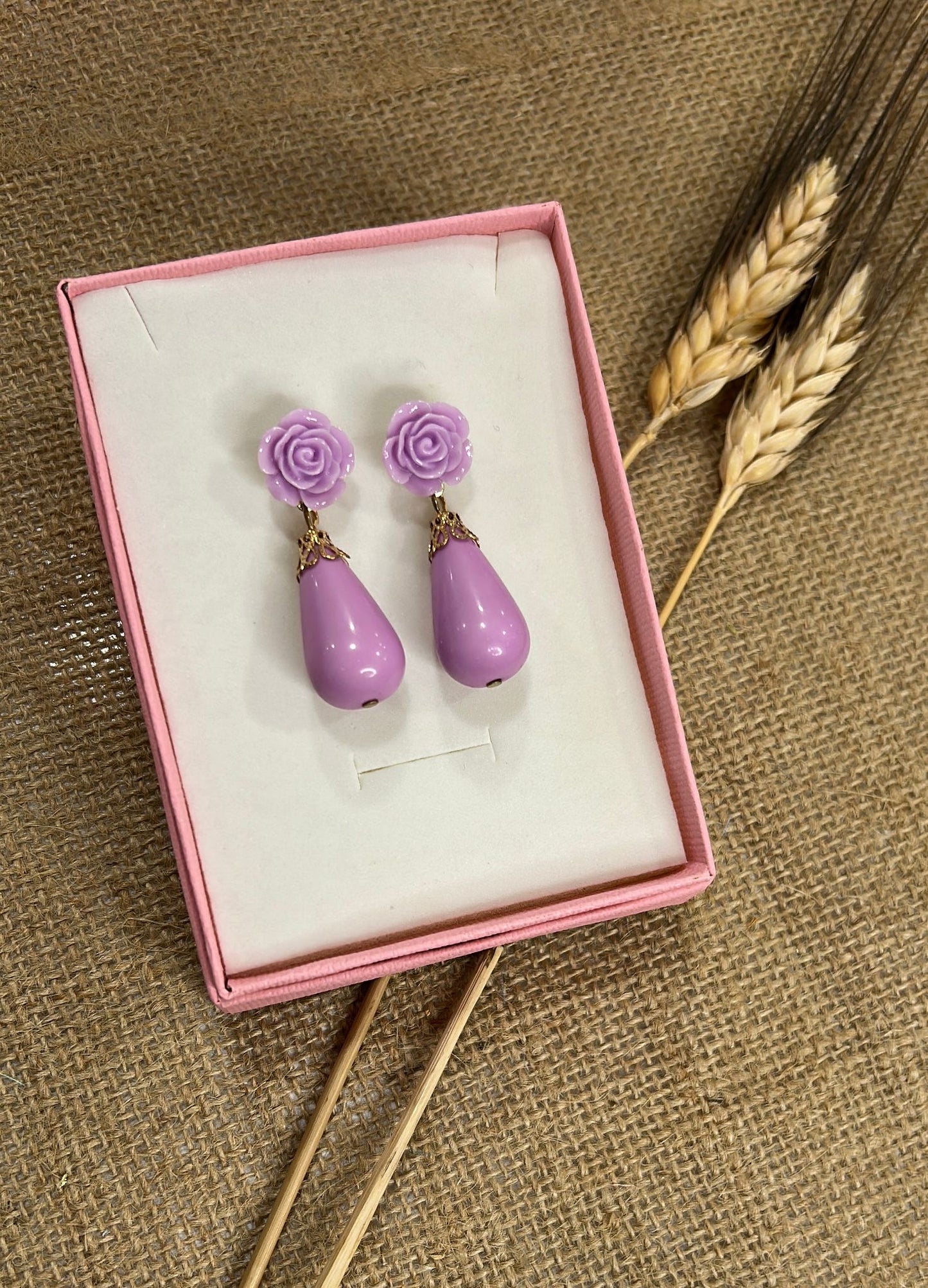 Pendientes flamenca coral flor