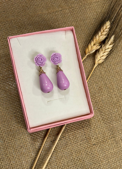 Pendientes flamenca coral flor